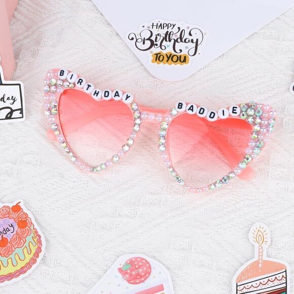 Heart Sunglasses BIRRHDAY BADDIE Glasses for Women Girls Sunglasses for Birthday - Picture 7 of 8